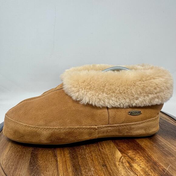 Acorn Oh Ewe Bootie Slippers Women's Brown Suede Sheepskin Size 10 - Picture 3 of 11